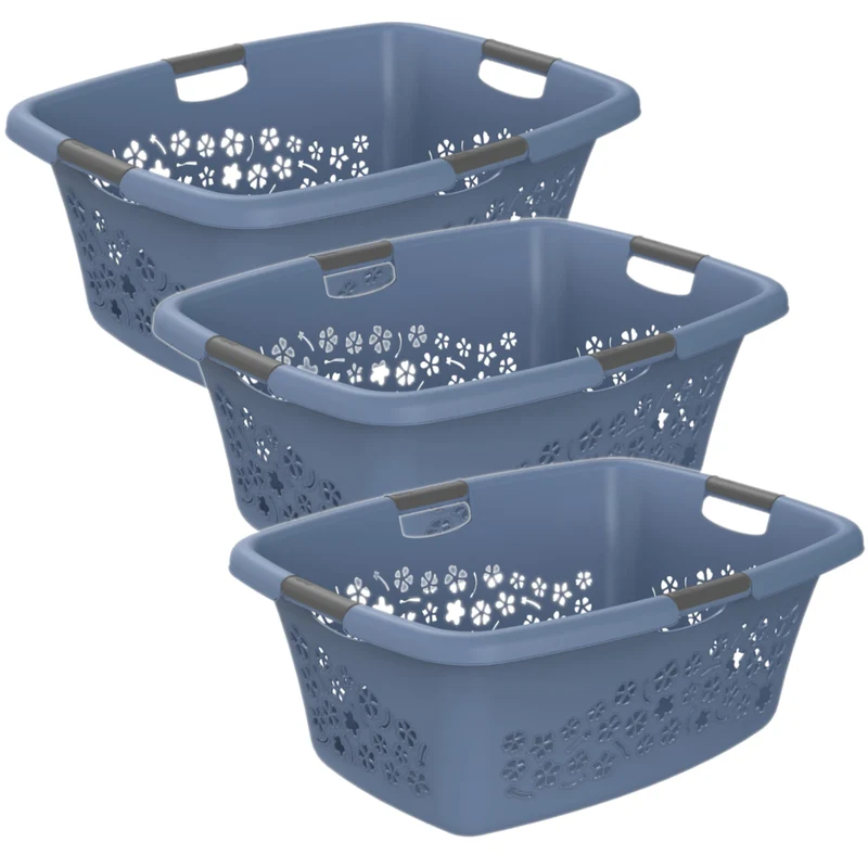 3er Set Wäschekorb 50 l FLOWERS