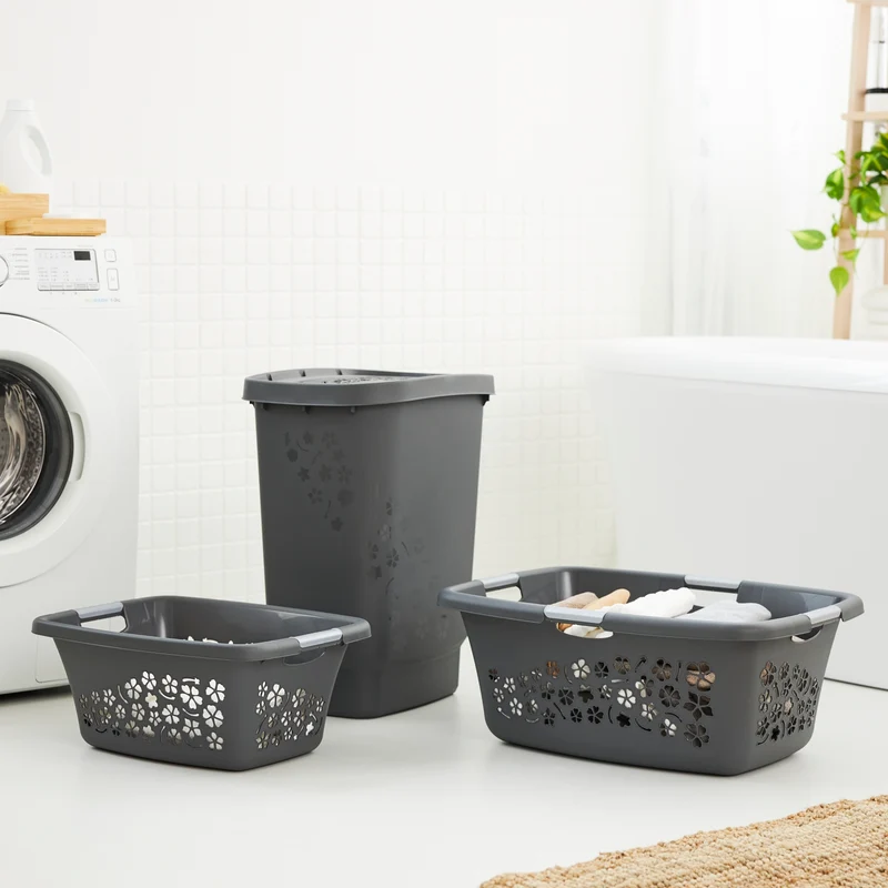 3er Set Wäschekorb 50 l FLOWERS