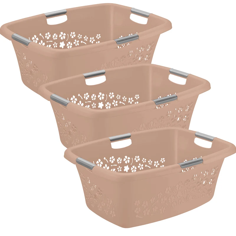 3er Set Wäschekorb 50 l FLOWERS