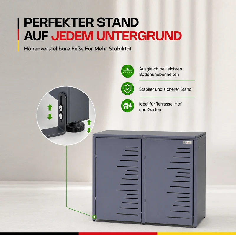 HUX-HOME® Köln V.1 Premium-Mülltonnenbox im exklusiven, minimalistischen Design | Mülltonnenverkleidung für 240-L-Tonnen