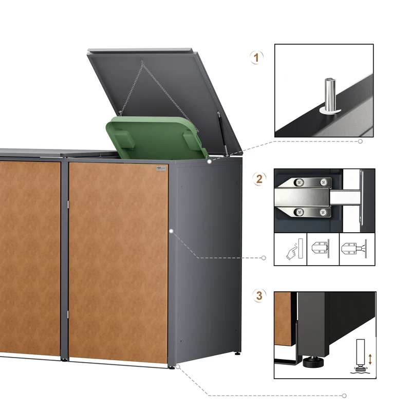 HUX-HOME® Hamburg Premium-Mülltonnenbox in exklusiver Rostoptik | Mülltonnenverkleidung für 240-L-Tonnen