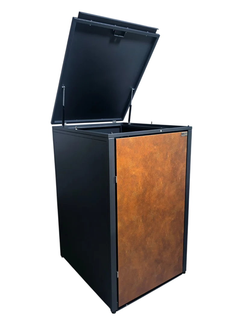 HUX-HOME® Hamburg Premium-Mülltonnenbox in exklusiver Rostoptik | Mülltonnenverkleidung für 240-L-Tonnen