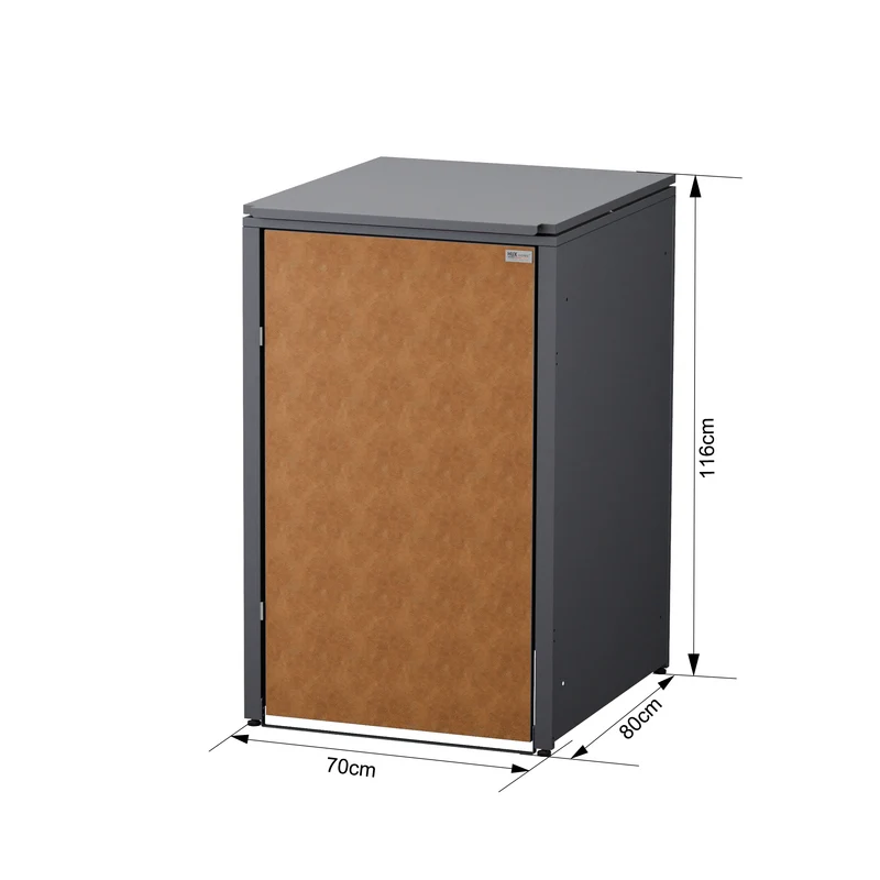 HUX-HOME® Hamburg Premium-Mülltonnenbox in exklusiver Rostoptik | Mülltonnenverkleidung für 240-L-Tonnen