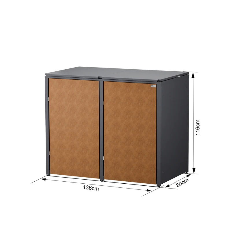 HUX-HOME® Hamburg Premium-Mülltonnenbox in exklusiver Rostoptik | Mülltonnenverkleidung für 240-L-Tonnen