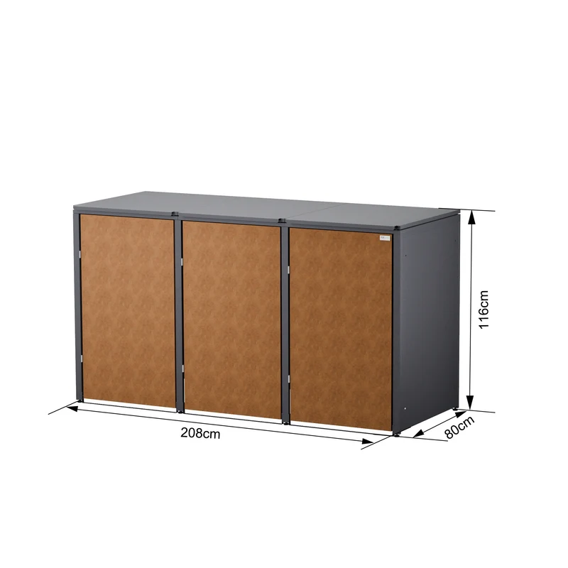 HUX-HOME® Hamburg Premium-Mülltonnenbox in exklusiver Rostoptik | Mülltonnenverkleidung für 240-L-Tonnen