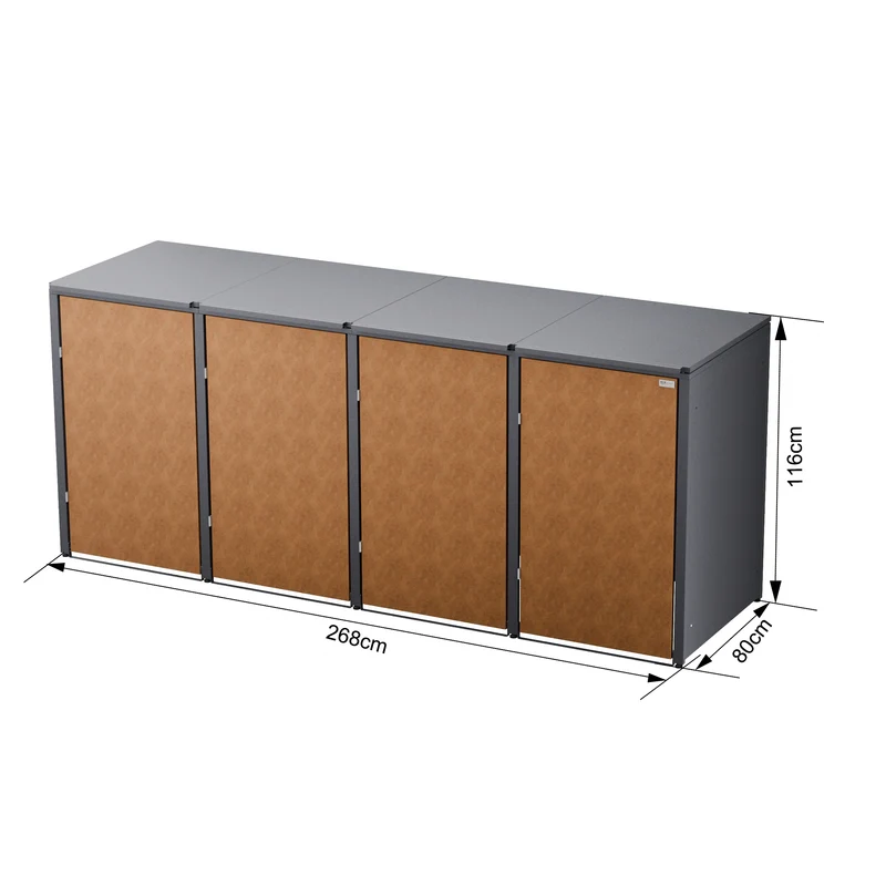 HUX-HOME® Hamburg Premium-Mülltonnenbox in exklusiver Rostoptik | Mülltonnenverkleidung für 240-L-Tonnen