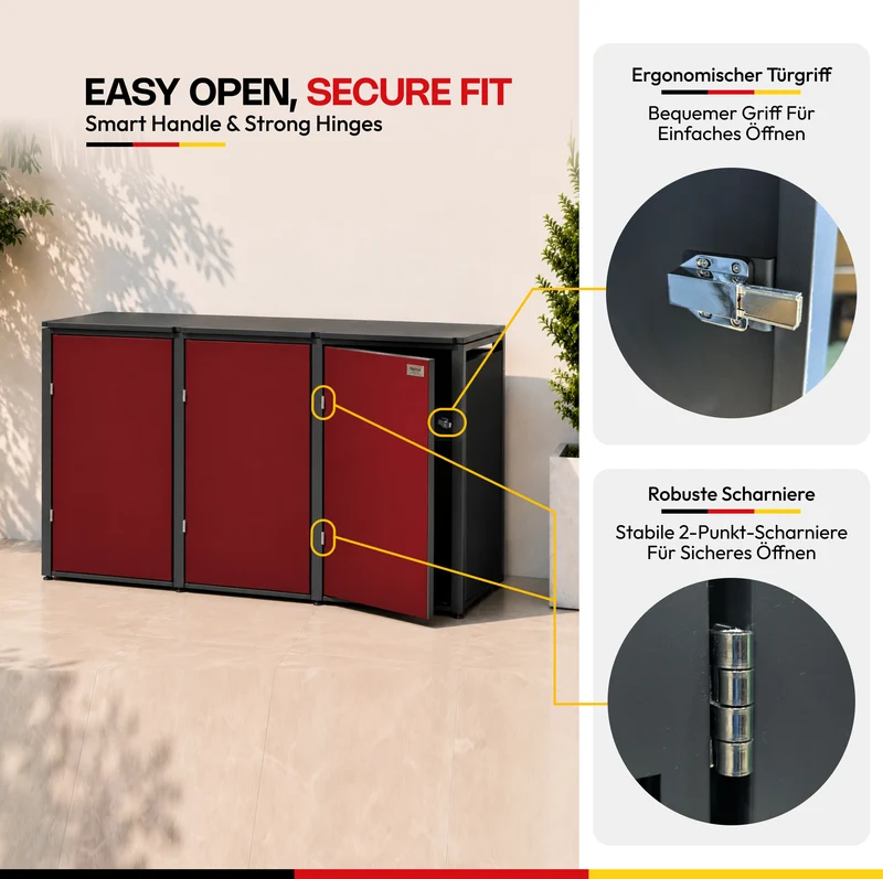 HUX-HOME® München Premium-Mülltonnenbox im exklusiven Design | Mülltonnenverkleidung für 240-L-Tonnen
