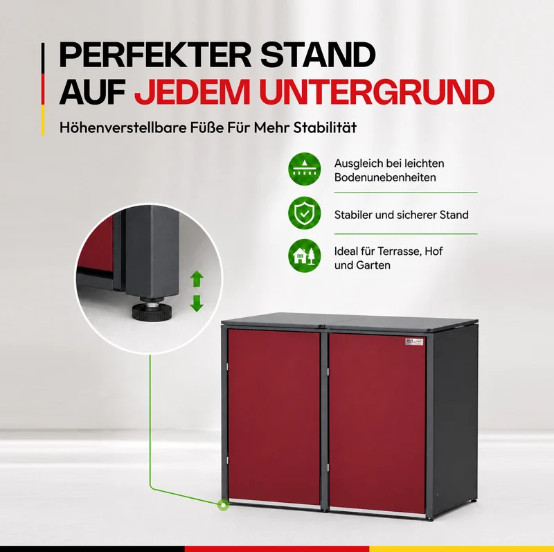 HUX-HOME® München Premium-Mülltonnenbox im exklusiven Design | Mülltonnenverkleidung für 240-L-Tonnen