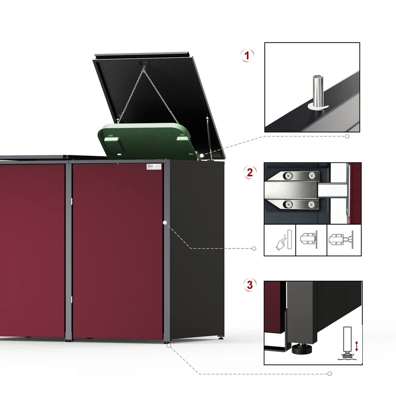 HUX-HOME® München Premium-Mülltonnenbox im exklusiven Design | Mülltonnenverkleidung für 240-L-Tonnen