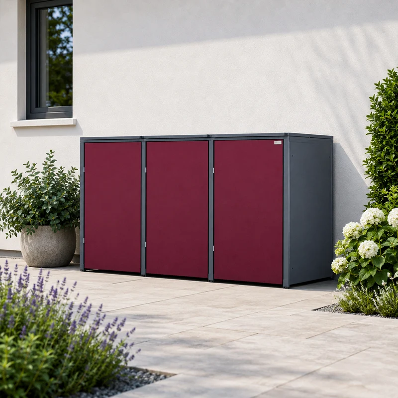 HUX-HOME® München Premium-Mülltonnenbox im exklusiven Design | Mülltonnenverkleidung für 240-L-Tonnen