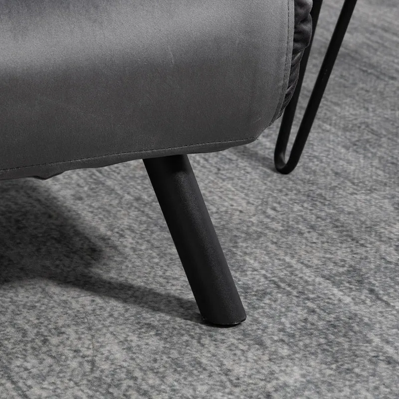 HOMCOM - Schlafsofa mit Bettkasten Couch mit Schlaffunktion Schlafcouch mit Samtoptik Rückenkissen 102 x 73 x 81 cm, Dunkelgrau