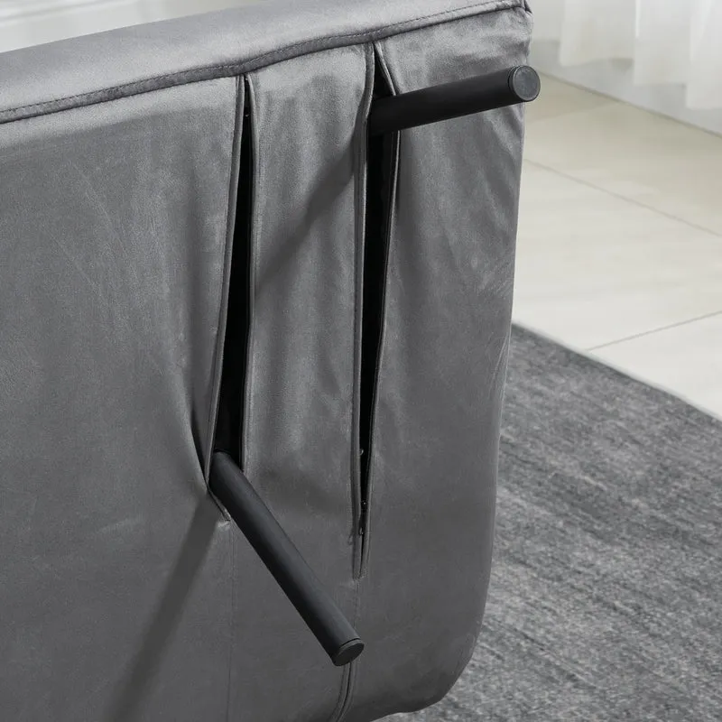 HOMCOM - Schlafsofa mit Bettkasten Couch mit Schlaffunktion Schlafcouch mit Samtoptik Rückenkissen 102 x 73 x 81 cm, Dunkelgrau