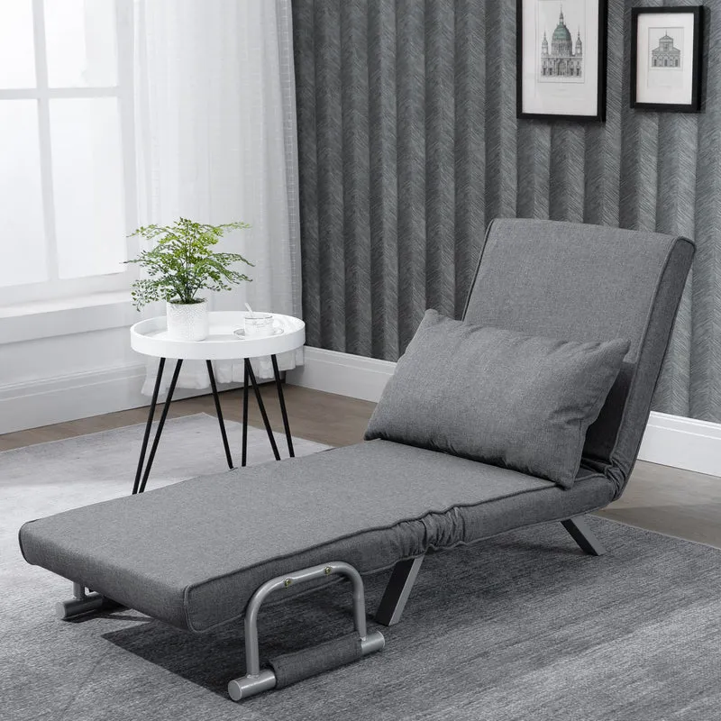 HOMCOM – 3-in-1-Schlafsessel mit 5-fach verstellbarer Rückenlehne und Armlehnen, 65 × 69 × 80 cm, Grau