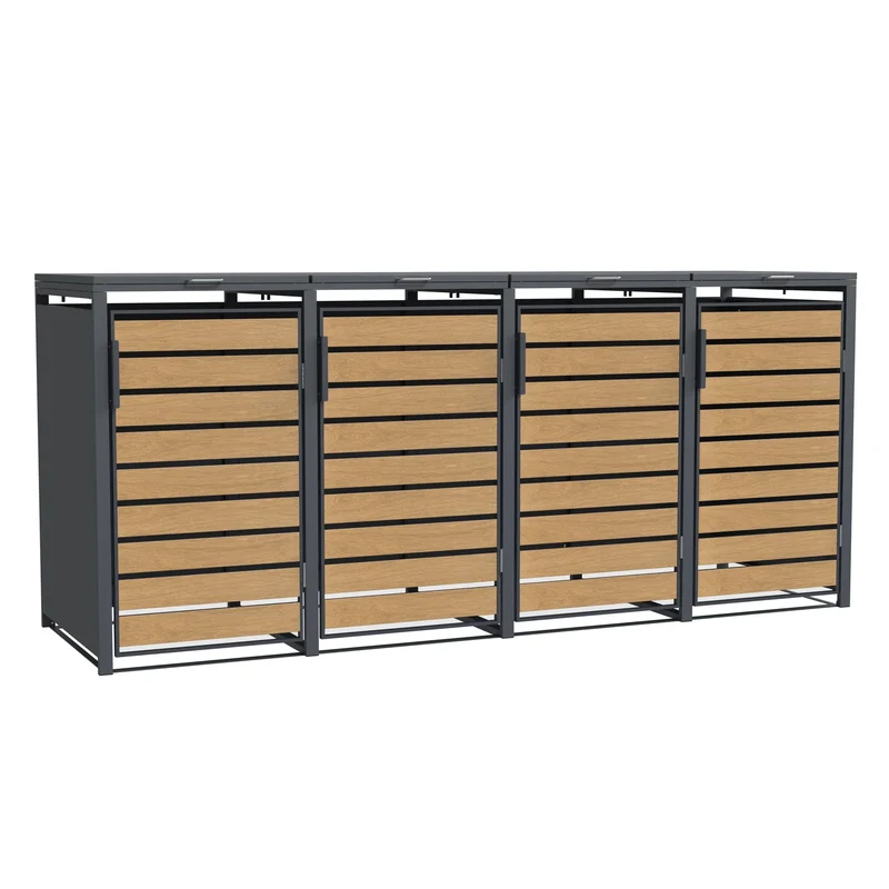 TREVANO Mülltonnenbox 4er – Holzoptik