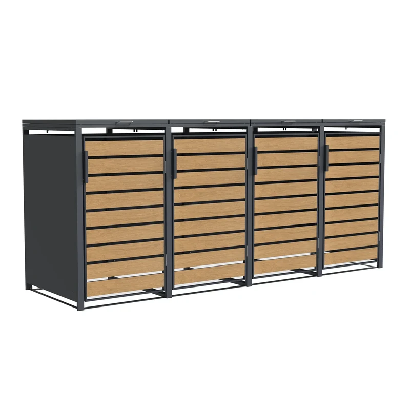 TREVANO Mülltonnenbox 4er – Holzoptik