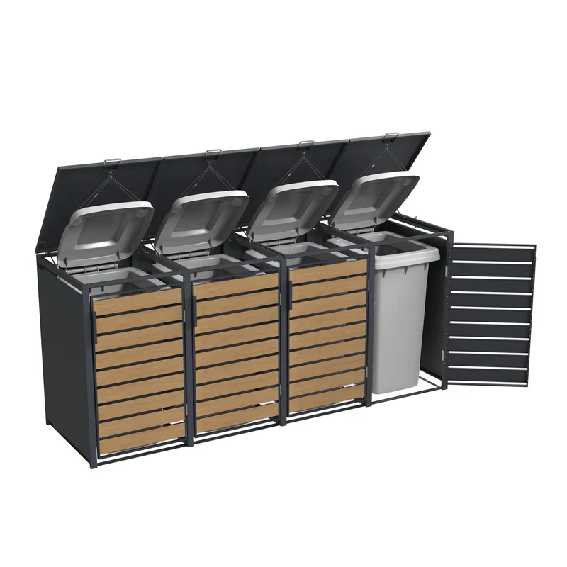 TREVANO Mülltonnenbox 4er – Holzoptik