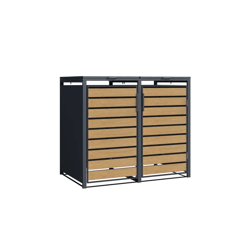 TREVANO Mülltonnenbox 2er – Holzoptik