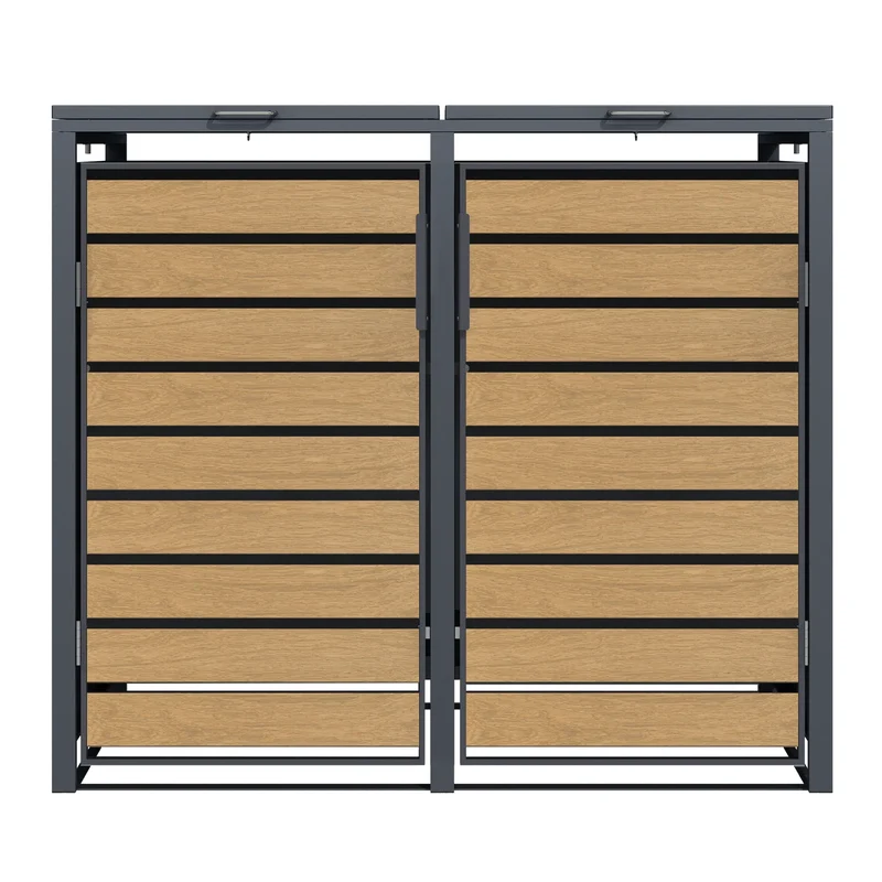TREVANO Mülltonnenbox 2er – Holzoptik