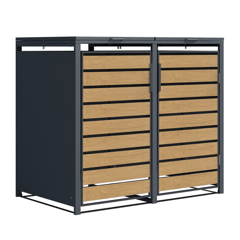 TREVANO Mülltonnenbox 2er – Holzoptik
