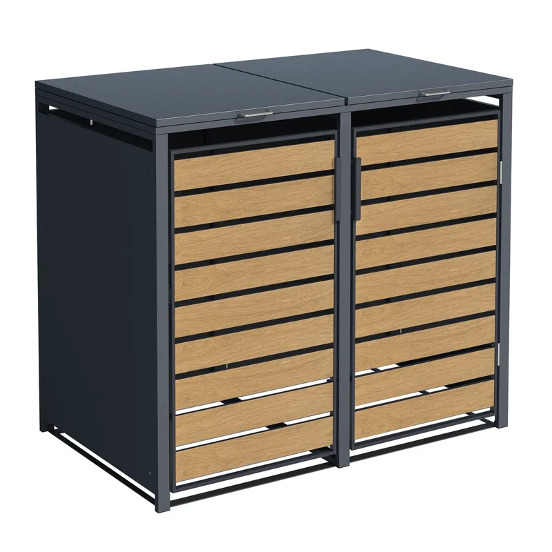 TREVANO Mülltonnenbox 2er – Holzoptik