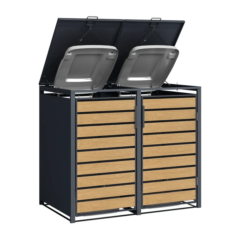 TREVANO Mülltonnenbox 2er – Holzoptik