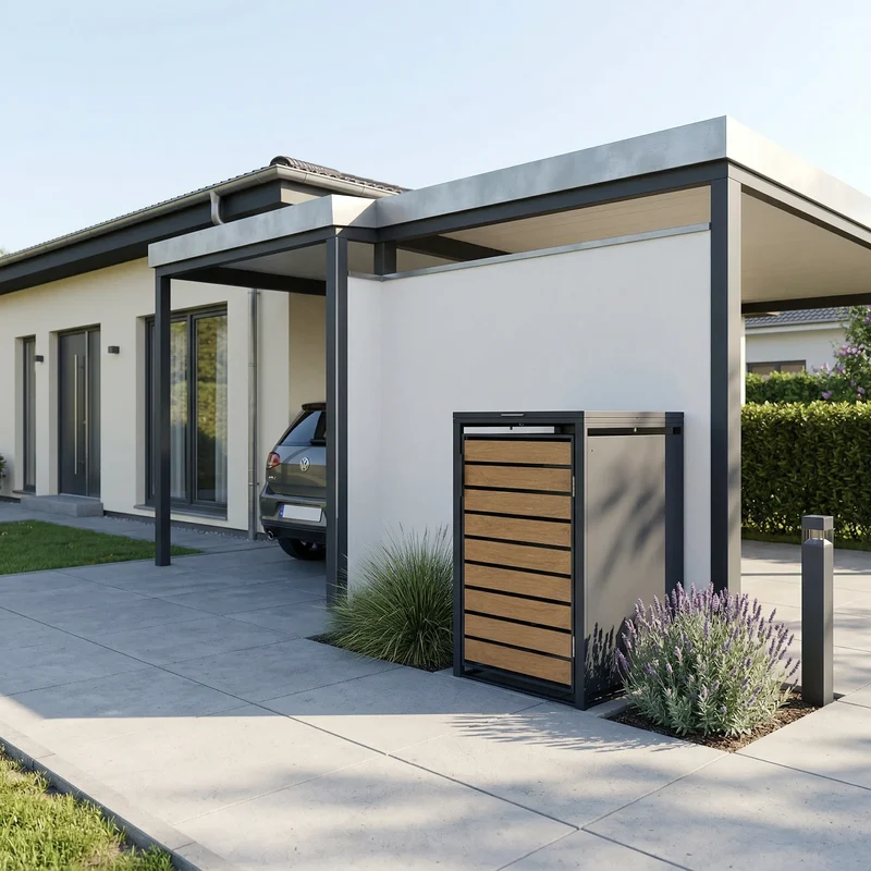 TREVANO Mülltonnenbox 1er – Holzoptik