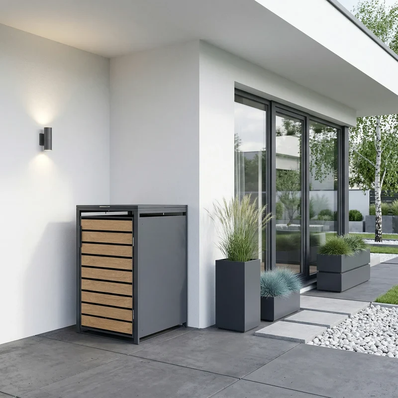 TREVANO Mülltonnenbox 1er – Holzoptik