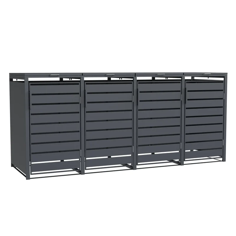 TREVANO Mülltonnenbox 4er – Anthrazit RAL 7016