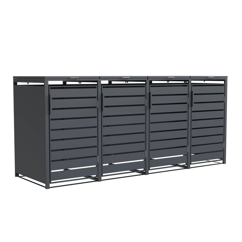 TREVANO Mülltonnenbox 4er – Anthrazit RAL 7016