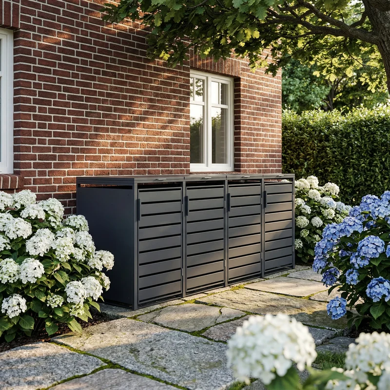 TREVANO Mülltonnenbox 4er – Anthrazit RAL 7016
