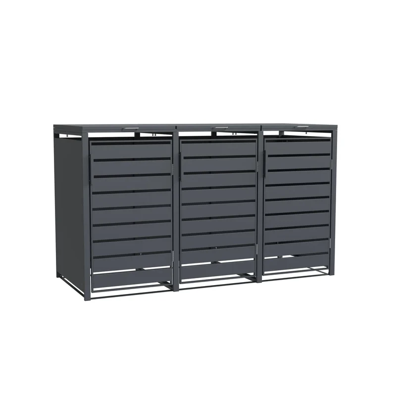 TREVANO Mülltonnenbox 3er – Anthrazit RAL 7016