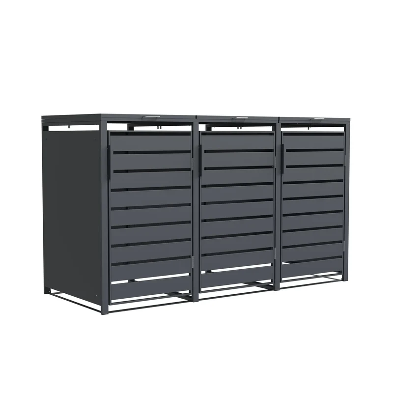 TREVANO Mülltonnenbox 3er – Anthrazit RAL 7016