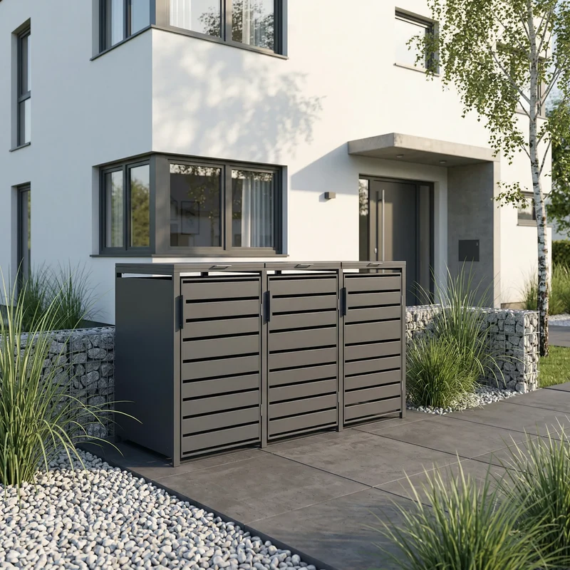 TREVANO Mülltonnenbox 3er – Anthrazit RAL 7016