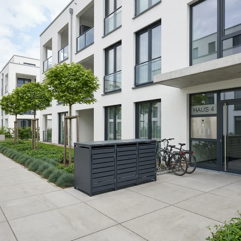TREVANO Mülltonnenbox 3er – Anthrazit RAL 7016