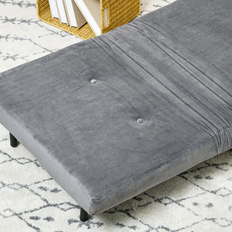 HOMCOM - Schlafsofa, Schlafsessel, Klappsessel mit Bettfunktion & Kissen, Gästebett mit Verstellbarer Rückenlehne, Samtoptik, bis 125 kg, Grau
