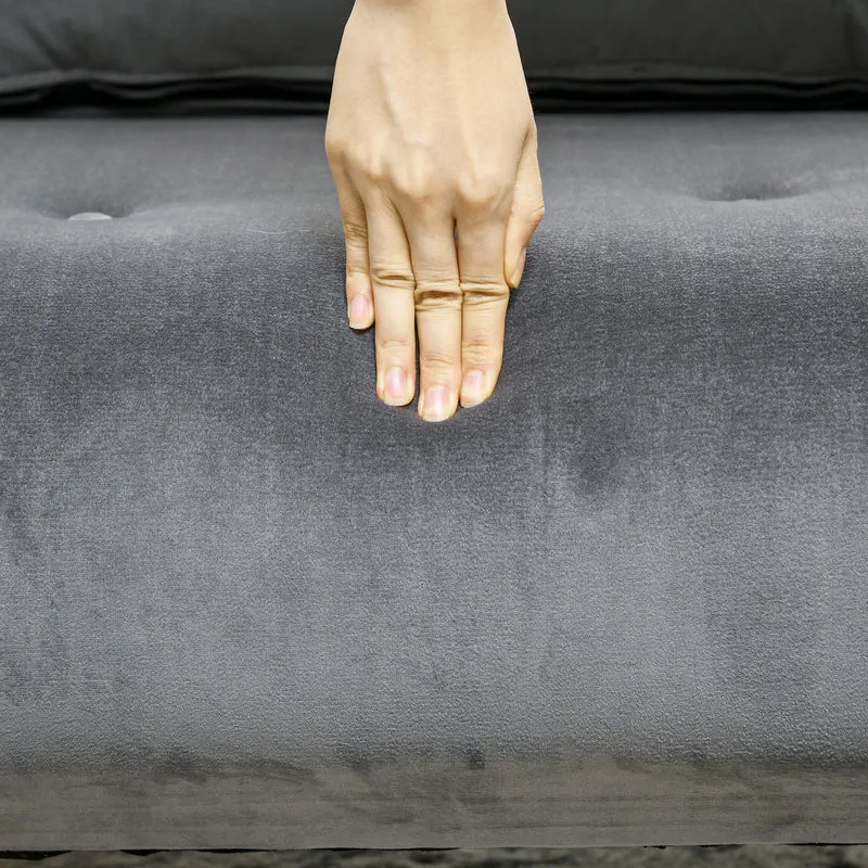 HOMCOM - Schlafsofa, Schlafsessel, Klappsessel mit Bettfunktion & Kissen, Gästebett mit Verstellbarer Rückenlehne, Samtoptik, bis 125 kg, Grau