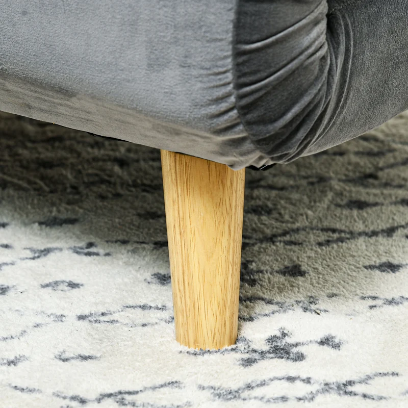 HOMCOM - Schlafsofa, Schlafsessel, Klappsessel mit Bettfunktion & Kissen, Gästebett mit Verstellbarer Rückenlehne, Samtoptik, bis 125 kg, Grau