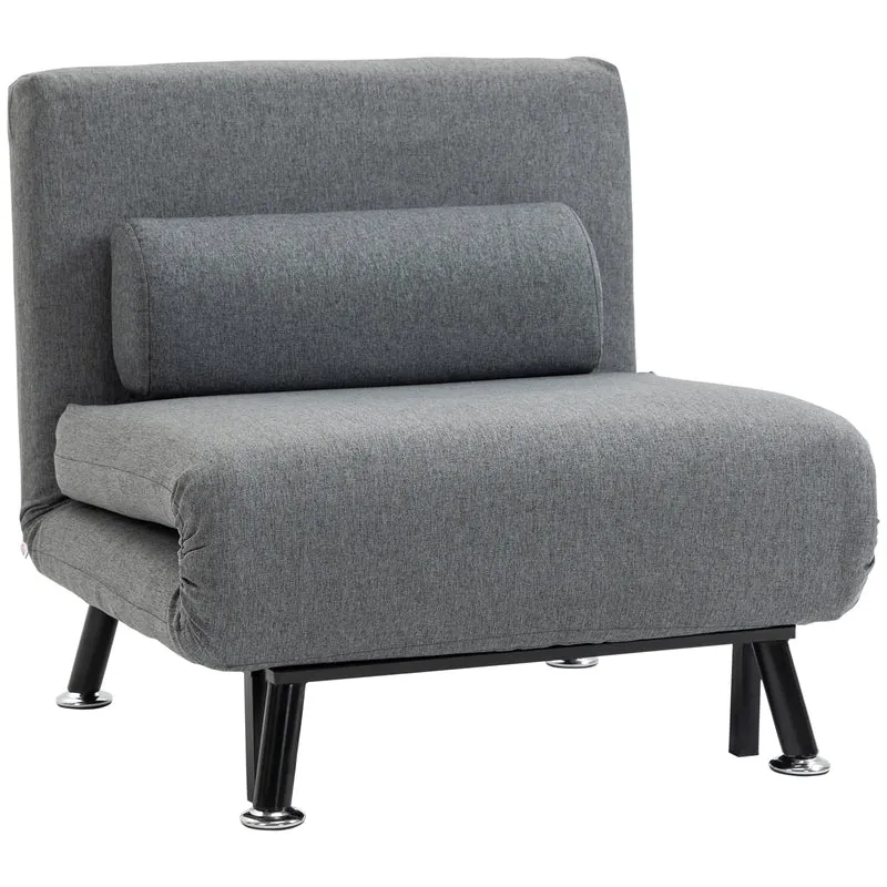 HOMCOM - Schlafsofa, Schlafsessel, bis 150 Kg, Klappsessel mit Bettfunktion, Verstellbare Rückenlehne, Dunkelgrau