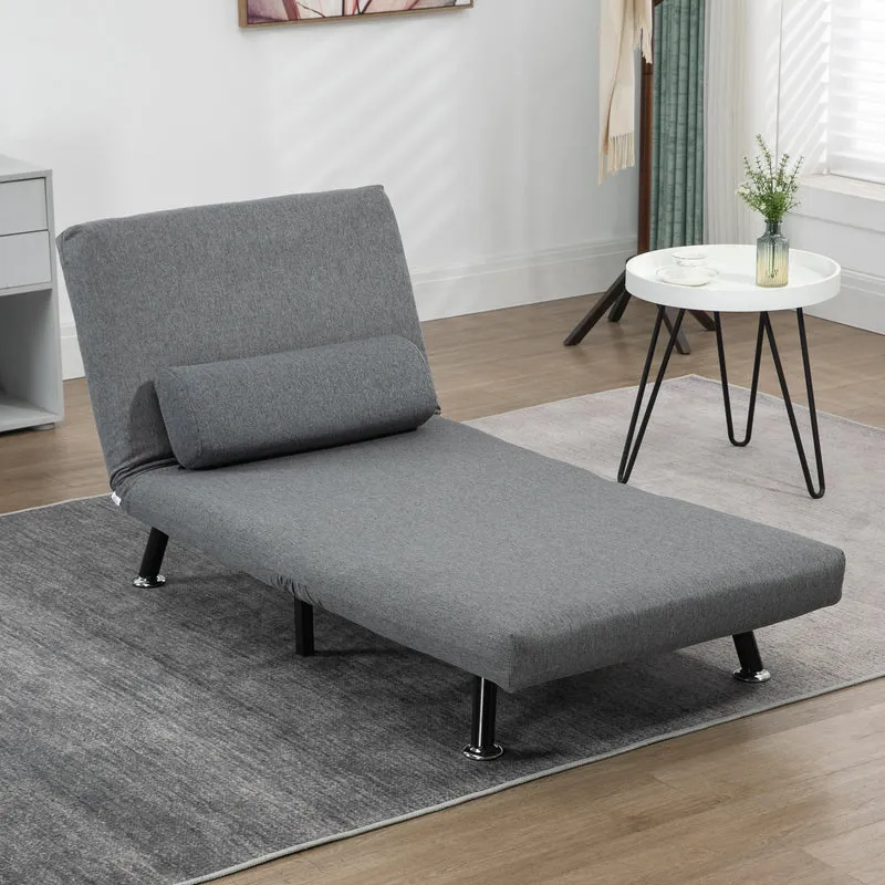 HOMCOM - Schlafsofa, Schlafsessel, bis 150 Kg, Klappsessel mit Bettfunktion, Verstellbare Rückenlehne, Dunkelgrau