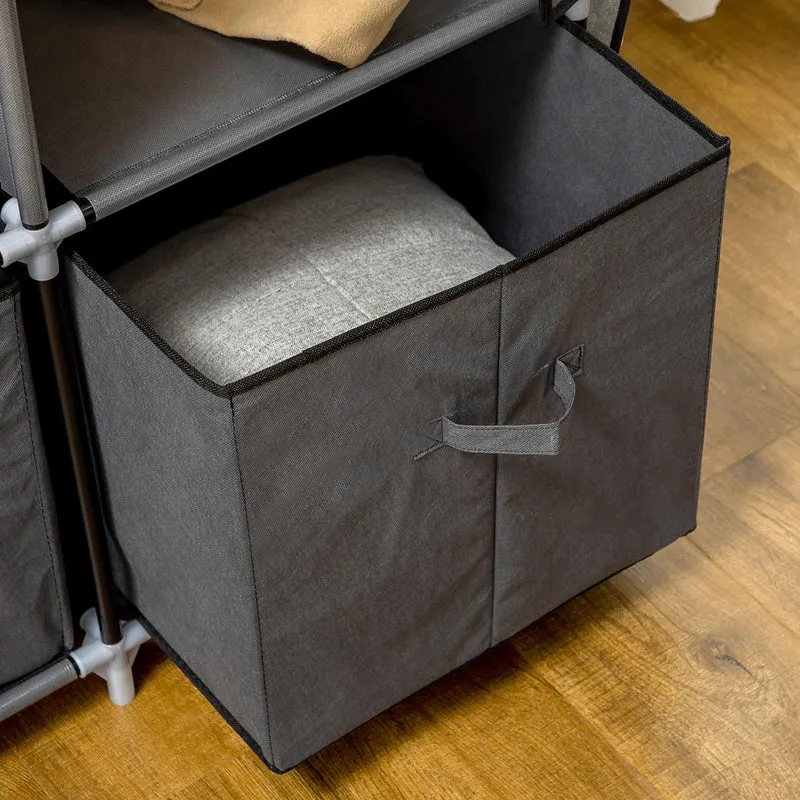 HOMCOM - Stoffkleiderschrank, Faltschrank, Faltbarer Kleiderschrank, Stoffschrank, Garderobe Faltbar, mit Reißverschluss, Vliesstoff, Dunkelgrau