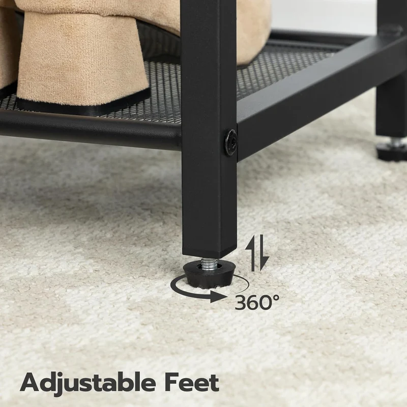 HOOBRO – Schuhbank mit 2 Netzablagen, 75 × 28,5 × 48,5 cm, bis 136 kg, Braun/Schwarz