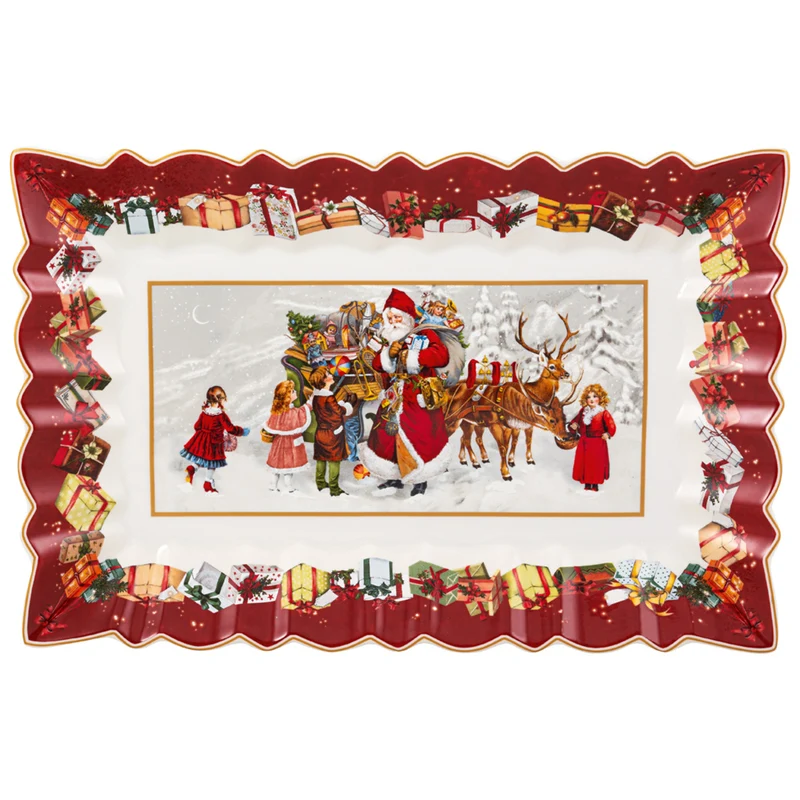 Kuchenplatte eckig, Santa und Kinder 35,