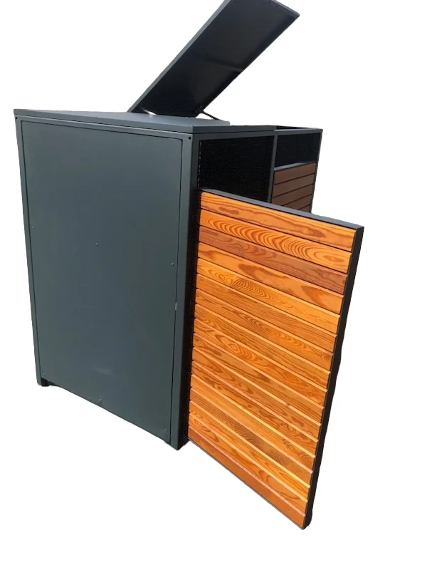 PREMIUM Holz 4er Mülltonnenbox mit Klappdach