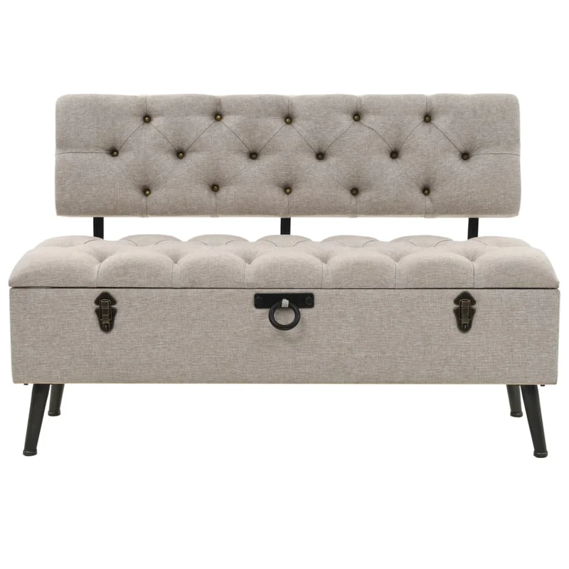 vidaXL – Sitzbank mit Stauraum und Rückenlehne, 110 × 52 × 75 cm, Stoff, Creme