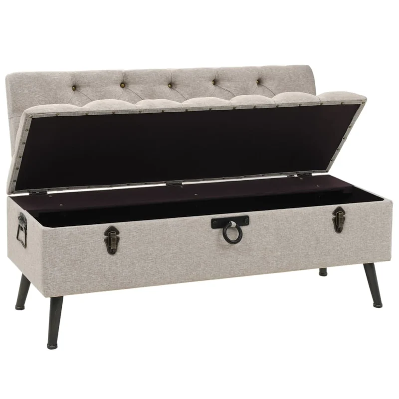 vidaXL – Sitzbank mit Stauraum und Rückenlehne, 110 × 52 × 75 cm, Stoff, Creme