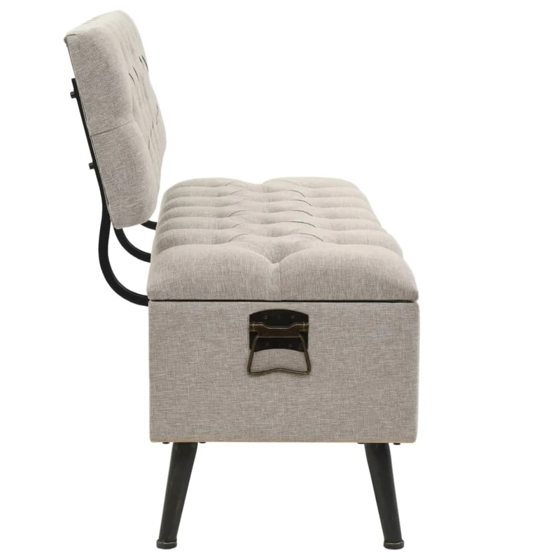 vidaXL – Sitzbank mit Stauraum und Rückenlehne, 110 × 52 × 75 cm, Stoff, Creme