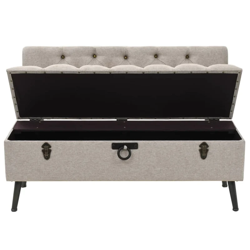 vidaXL – Sitzbank mit Stauraum und Rückenlehne, 110 × 52 × 75 cm, Stoff, Creme