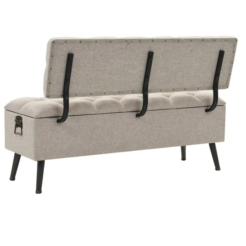vidaXL – Sitzbank mit Stauraum und Rückenlehne, 110 × 52 × 75 cm, Stoff, Creme