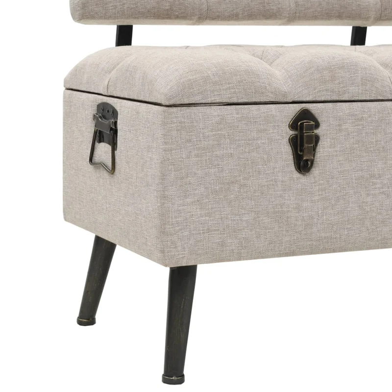 vidaXL – Sitzbank mit Stauraum und Rückenlehne, 110 × 52 × 75 cm, Stoff, Creme