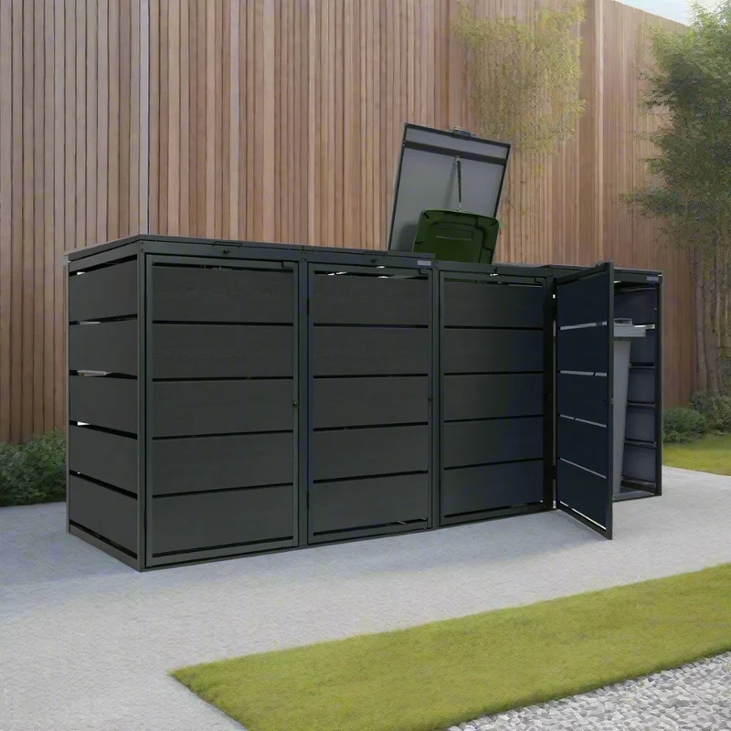 OBOX 4er Mülltonnenbox mit Klappdach
